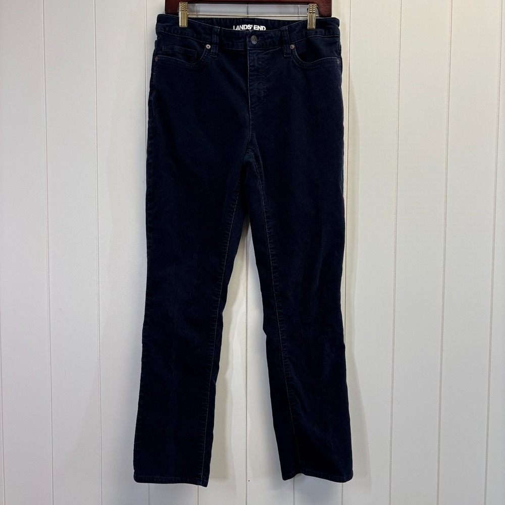 Lands End Dark Academia Corduroy Straight Leg Pants Women Size 8 Preppy Classic